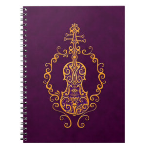 Ingewikkeld Golden Paars Violin Design Notitieboek
