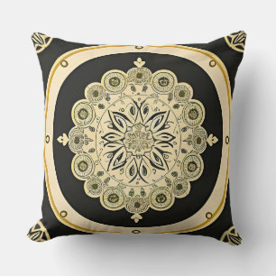 Ingewikkeld gouden mandala-ontwerp kussen