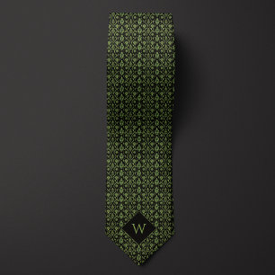 Ingewikkeld Groen & Zwart Arabesk Monogram Stropdas