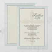 Ingewikkeld kruis (blauw-grijs) religieuze uitnodi kaart (Voorkant / Achterkant)