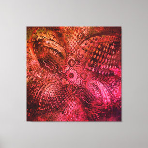 Ingewikkeld paisleymotief in donkerrood canvas afdruk