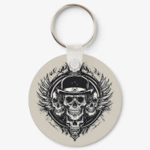 Ingewikkeld schedelontwerp met vleugels en symbole