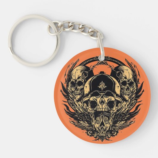 Ingewikkeld schedelontwerp sleutelhanger (Voorkant)