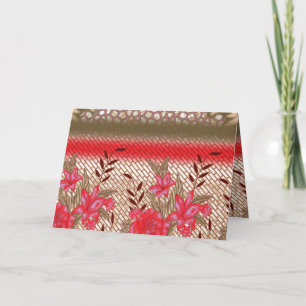 Ingewikkeld stoffenontwerp met bloemmotieven bedankkaart