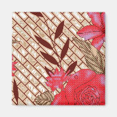 Ingewikkeld stoffenontwerp met bloemmotieven magneet (Voorkant)