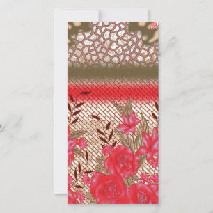 Ingewikkeld stofontwerp met bloemmotieven bedankkaart