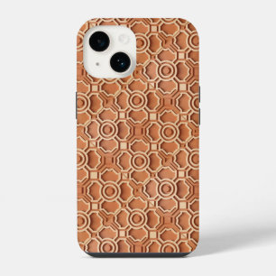 ingewikkeld terracotta gekleurd 3D geometrisch rel iPhone 14 Hoesje