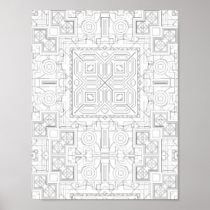 Ingewikkeld vierkant mozaïekpatroon kleurplaat moz poster