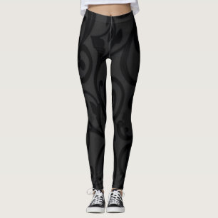 Ingewikkeld wervelend zwart Abstract patroon Leggings