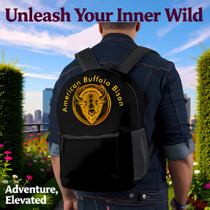 Ingewikkelde bizonkop illustratie bedrukte rugzak