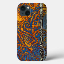 Ingewikkelde blauwe en oranje tribale mehndi