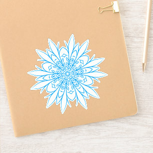 Ingewikkelde Blauwe Winter Mandala Sneeuwvlok Sticker