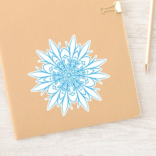 Ingewikkelde Blauwe Winter Mandala Sneeuwvlok Sticker (Notitieboek)