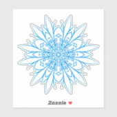 Ingewikkelde Blauwe Winter Mandala Sneeuwvlok Sticker (Vel)