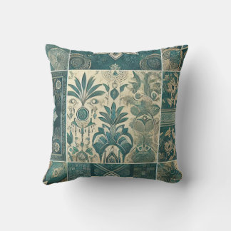Ingewikkelde bloemen trending Blauwgroen ontwerp Kussen
