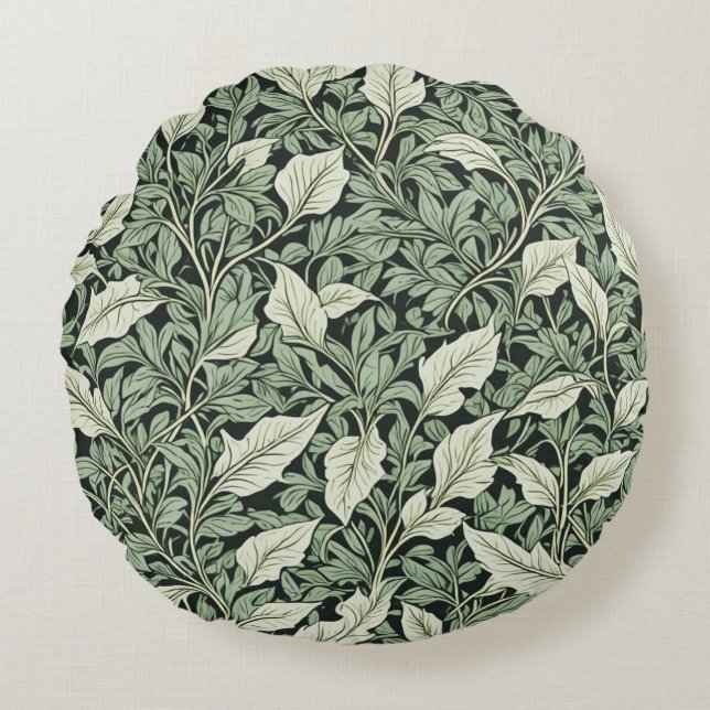  ingewikkelde botanische groene bladeren rond kussen (Voorkant)