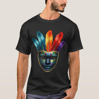 Ingewikkelde Carnavalsmasker Met Levendige Veren T-shirt