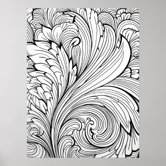 Ingewikkelde Floral Swirl kleurstof Poster (Voorkant)