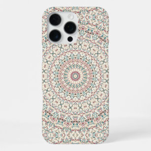 Ingewikkelde geometrische mandala in turkoois, roo iPhone 16 pro max hoesje