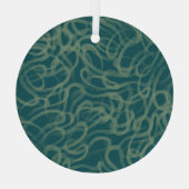 Ingewikkelde gestippelde textuur, turquoise abstra glas ornament (Achterkant)