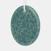 Ingewikkelde gestippelde textuur, turquoise abstra glas ornament (Voorkant links)