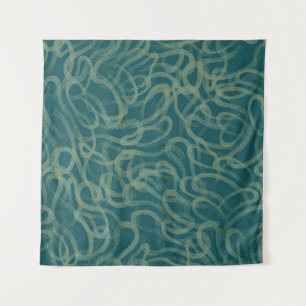 Ingewikkelde gestippelde textuur, turquoise abstra wandkleed