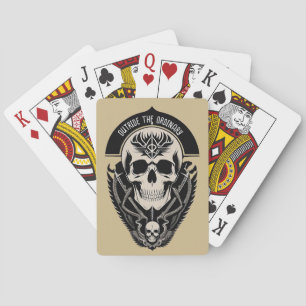 Ingewikkelde gotische schedelillustratie pokerkaarten