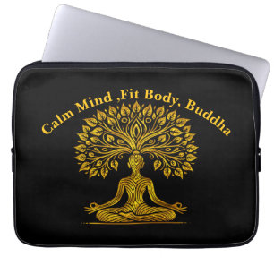 Ingewikkelde gouden Boeddha sculptuur Laptop Sleeve