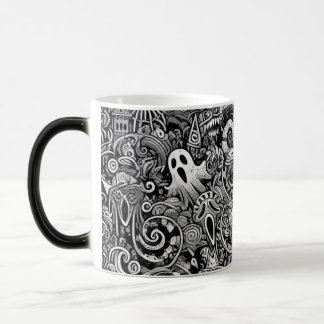 Ingewikkelde Halloween Doodle Patroon met Dark Sym Magische Mok
