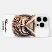 Ingewikkelde houten sneeuw uil snijwerk Case-Mate iPhone case (Achterkant (horizontaal))