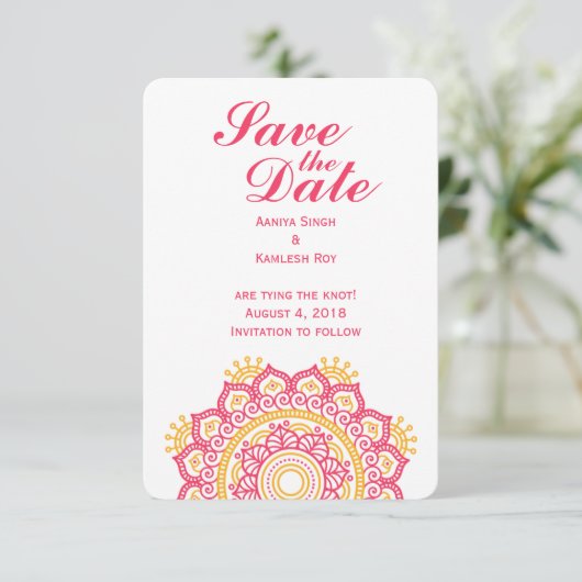 Ingewikkelde instelling save the date (Staand voorkant)