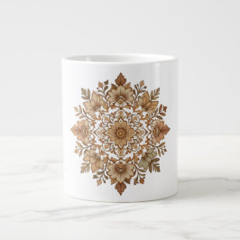 Ingewikkelde Mandala Bloemige Bruine Tinten Kunst Extra Grote Beker