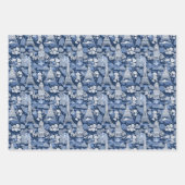 Ingewikkelde Parijse Blauwe Toile patterned Inpakpapier Vel (Voorkant 2)