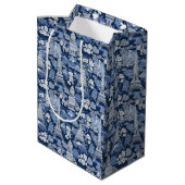 Ingewikkelde Parijse Blauwe Toile patterned Medium Cadeauzakje (Achterkant Gekanteld)