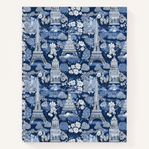 Ingewikkelde Parijse Blauwe Toile patterned Notitieboek