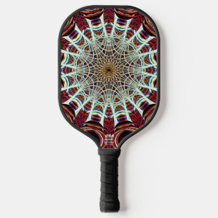 Ingewikkelde rode beige geometrische web mandala k pickleball paddle