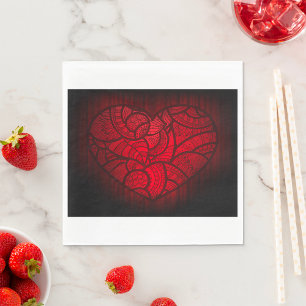 Ingewikkelde rode mandala hart romantische boho pa servet