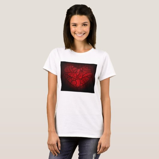 Ingewikkelde rode mandala hart romantische boho pa t-shirt (Voorkant volledig)