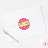 Ingewikkelde roze gouden rollen, Stippen bruiloft  Ronde Sticker (Envelop)