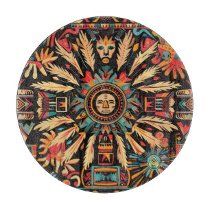 Ingewikkelde saffier "Aztec Dream" glazen hakdoos Snijplank