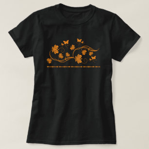 Ingewikkelde Sierlijke Bloemige Spiraal en Vlinder T-shirt
