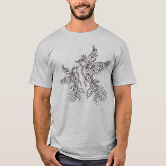 Ingewikkelde Sierlijke Mandala Exotische Vogels On T-shirt