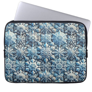 Ingewikkelde Vorst-Geïnspireerde Sierpatronen Laptop Sleeve
