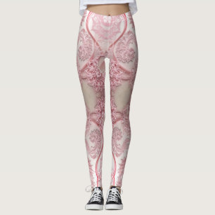 Ingewikkelde, wervelende patronen van  roze kant leggings