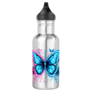 Ingewikkelde wervelingen en bloemen: een grillige  waterfles 