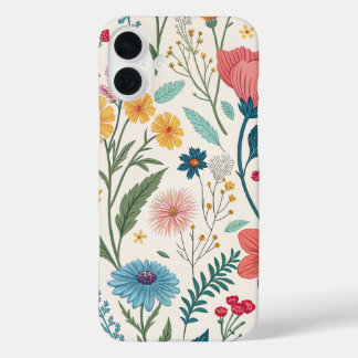 INGEWIKKELDE WILDBLOEMENPRINTS iPhone 16 PLUS HOESJE