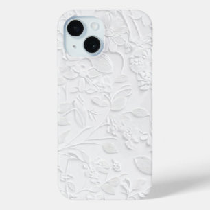 Ingewikkelde witte bloem in reliëf telefoonhoesje