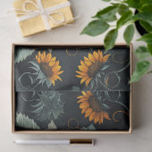 Ingewikkelde Zonnebloem Botanische Art Decoupage Tissuepapier (Geschenk)