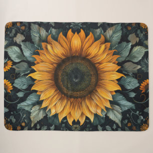 Ingewikkelde zonnebloem botanische kunst sherpa deken