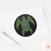 Ingewikkelde zwarte en groene Zeeen schildpad Ronde Sticker (Envelop)